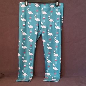 Gearbunch Capri Leggings Christmas Flamingo Size L